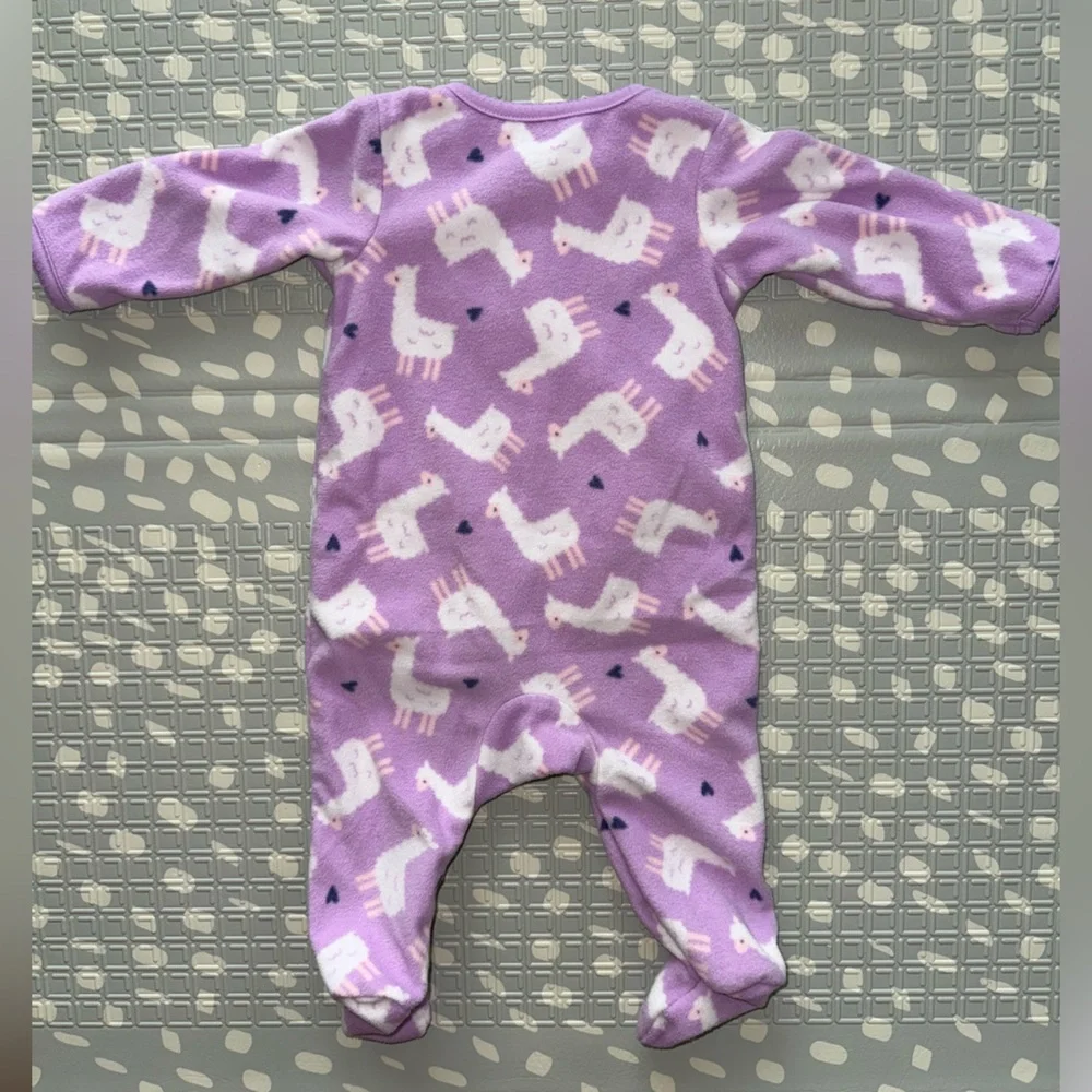 Carters Baby Girl Lama Sleeper Footie Onesie Size 0-3 Months Purple
